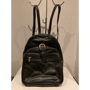 ILI - New York Toronto - Small Black Leather Backpack - Y2K -